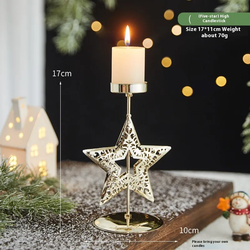 Romantic Christmas Wrought Iron Candlestick Candle Tray Decoration – image 10
