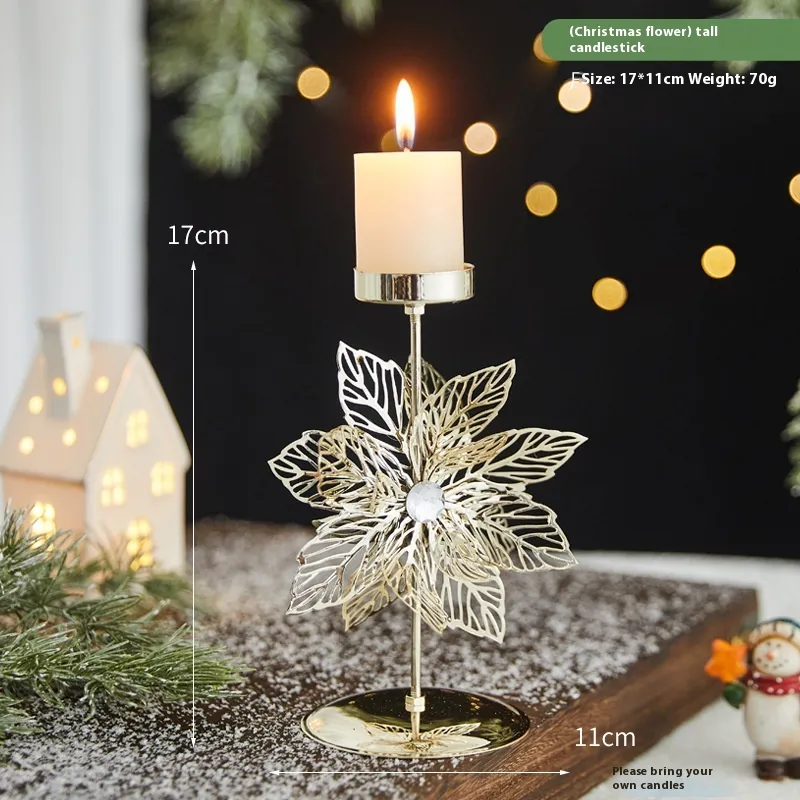 Romantic Christmas Wrought Iron Candlestick Candle Tray Decoration – image 8