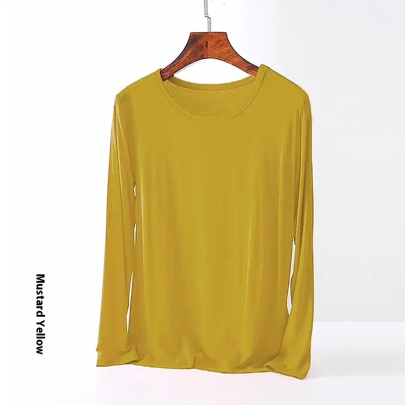 Women's Plus Size Modal Long-sleeved T-shirt - Yellow