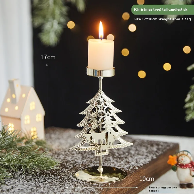 Romantic Christmas Wrought Iron Candlestick Candle Tray Decoration – image 9