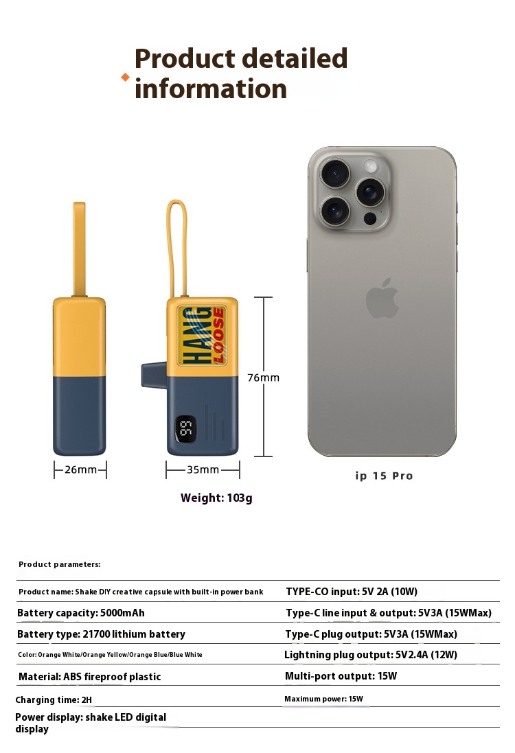 Title 2, Mini cápsula Power Bank carga rápida bidireccio...