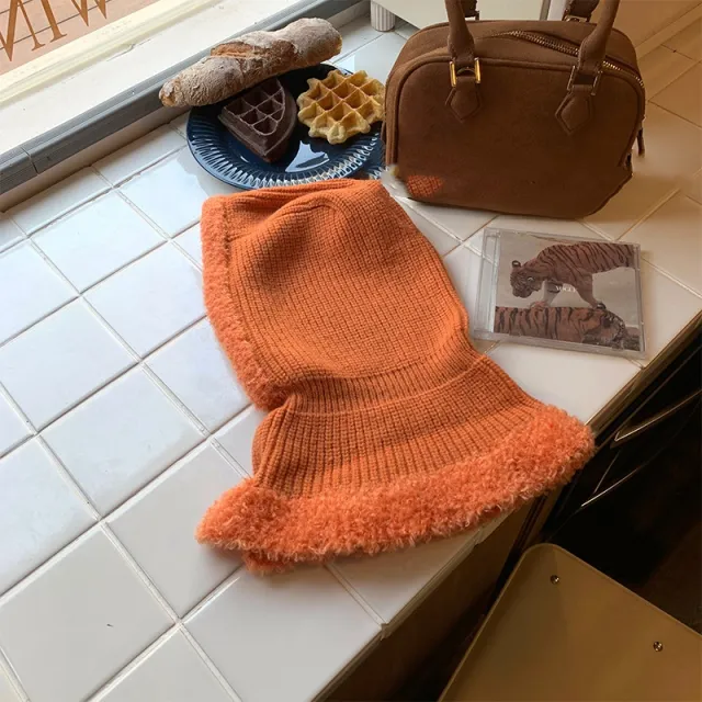 Warm Trendy Cool Knitted Hat Fashion Scarf Warm Pullover Cap Orange - Shop at LoveMi