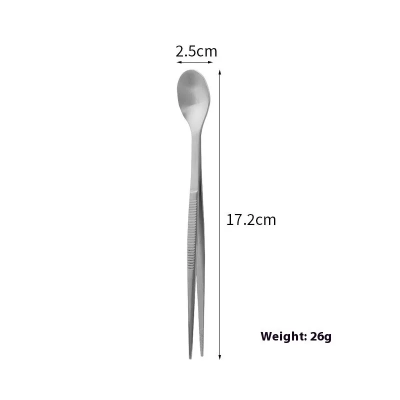 Stainless Steel Buffet Barbecue Clip - Silver Tasting Spoon