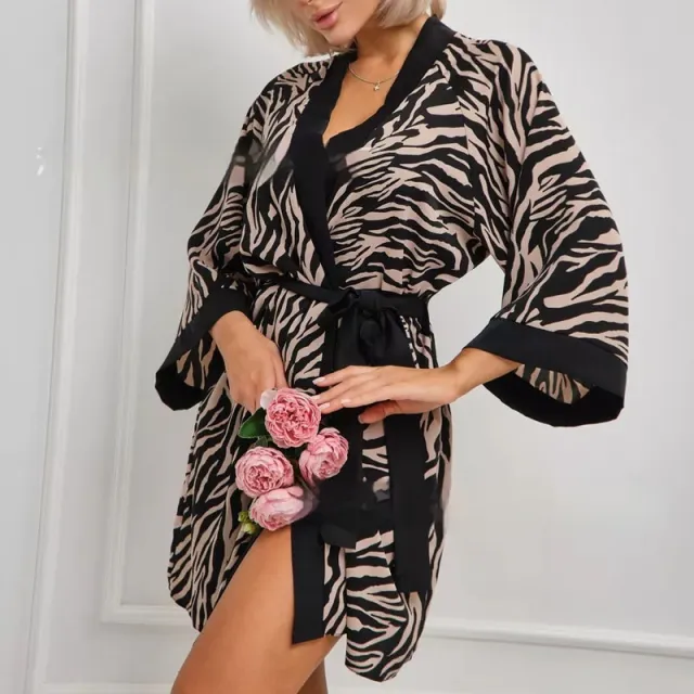 Fashion European And American Style Women's Leopard Robe Zebra Stripes - Shop at LoveMi