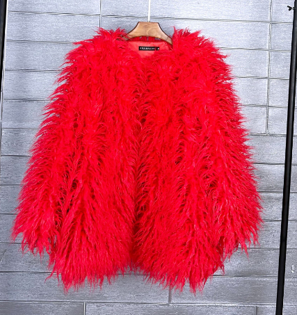 Colorful Boho Furry Faux Fur Coat Plus Size Women Fur Coats Autumn Winter Faux Fur Shaggy Jacket Fourrure Bontjas Red - Shop at LoveMi