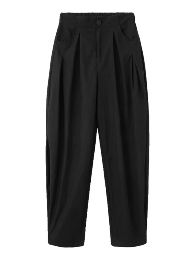 Dark New Slimming Machete Radian Style Cropped Casual Pants Black - Shop at LoveMi
