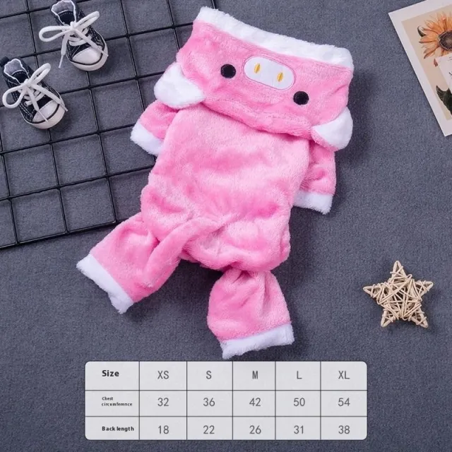 Fleece lined Thermal Coral Fleece Pig Pet Costume Cat Clothes Small Dog Piggy Pet Costume - Shop at LoveMi