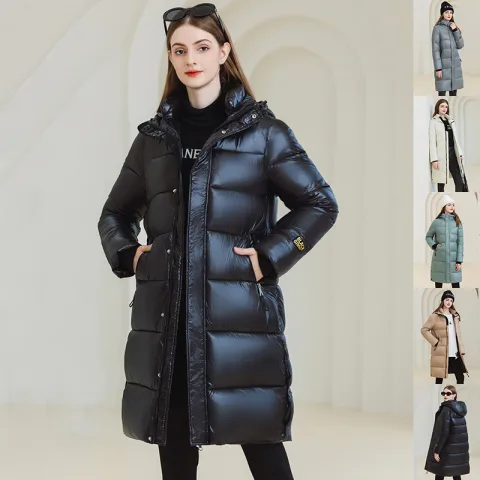 Winter Warm Hooded Coat with Pockets Fashion Simple Long
