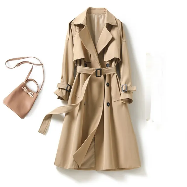 Women's Mid length Trench Coat Lady Temperamental Overcoat Khaki - Shop at LoveMi