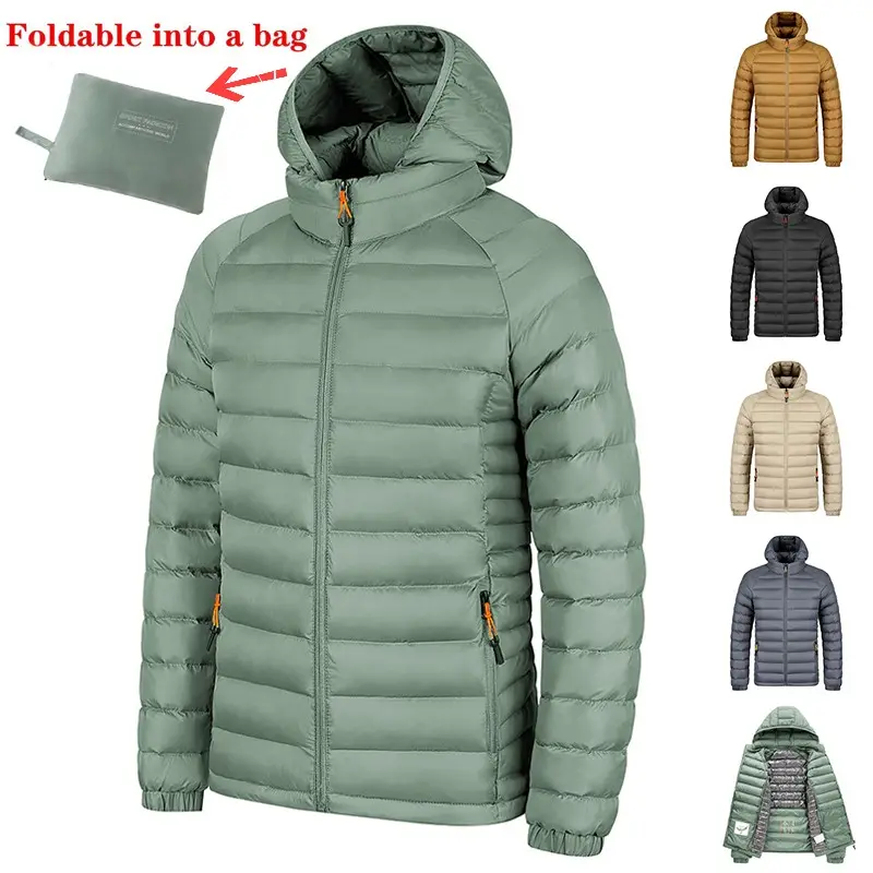 Winter Lightweight Hooded Coat with Pockets Fashion Warm Portable