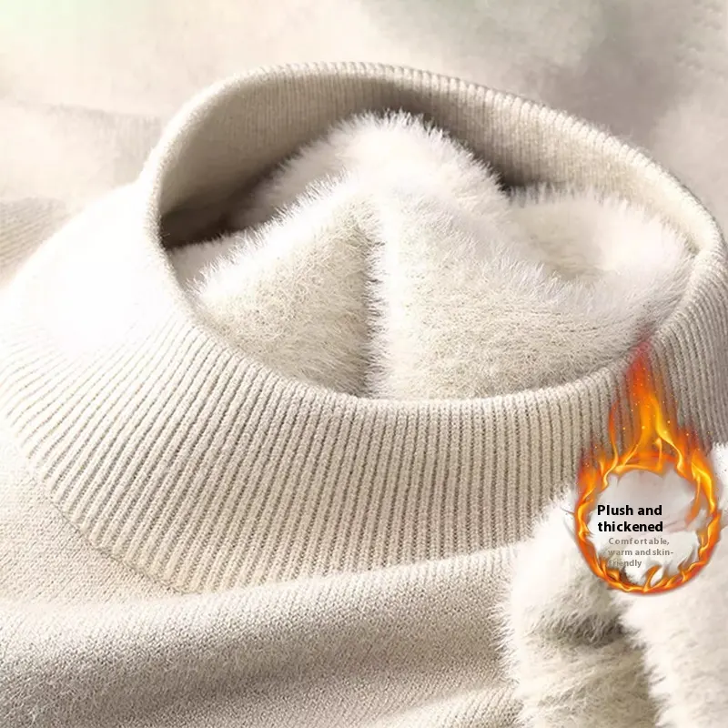 Half High Neck Sweater Men's Slim Fit Solid Color