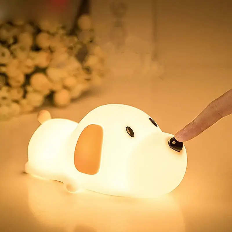 Silicone Night Lamp Cartoon Two-color Cute Dog Charging Home