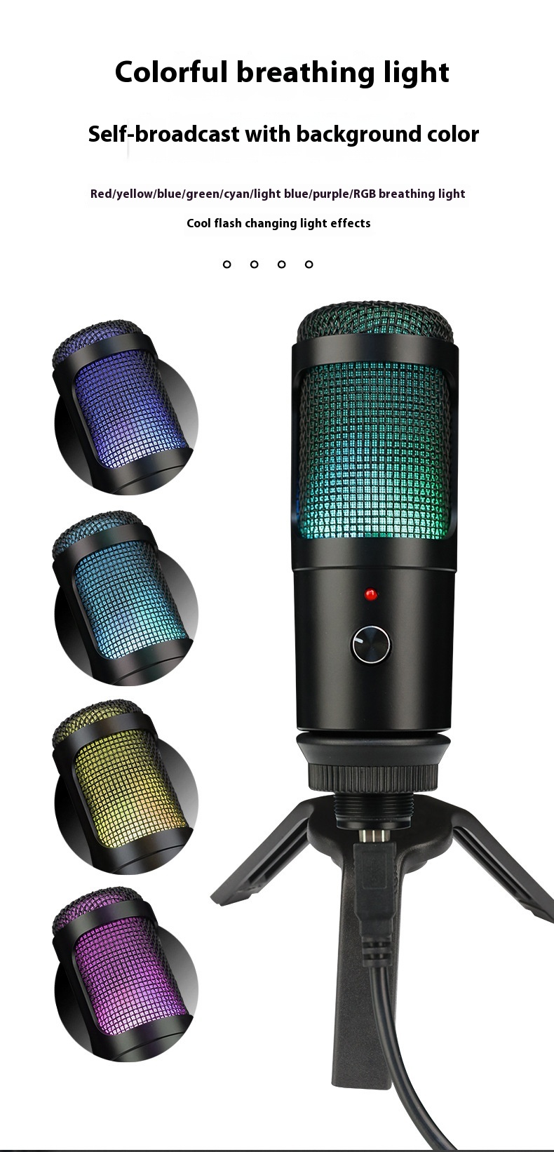 Title 7, RGB Lamp Condenser Microphone Game Conference S...