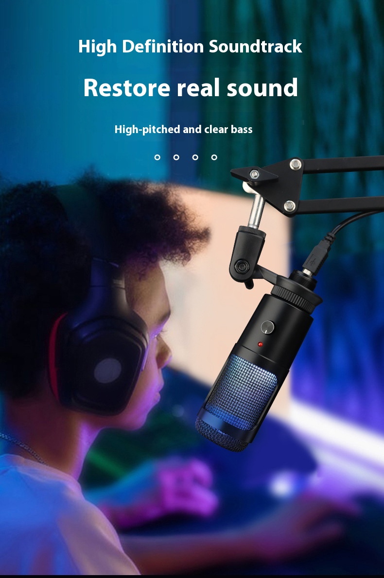 Title 4, RGB Lamp Condenser Microphone Game Conference S...