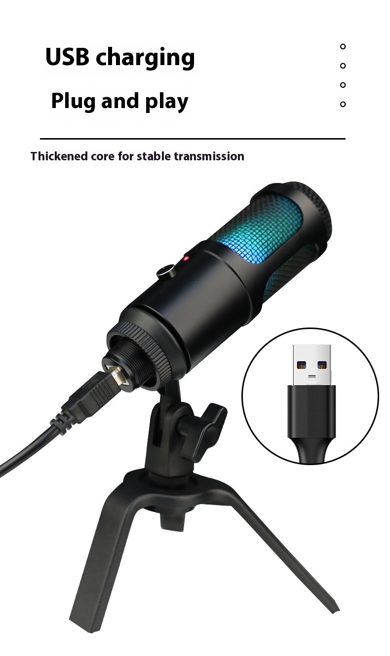 Title 16, RGB Lamp Condenser Microphone Game Conference S...