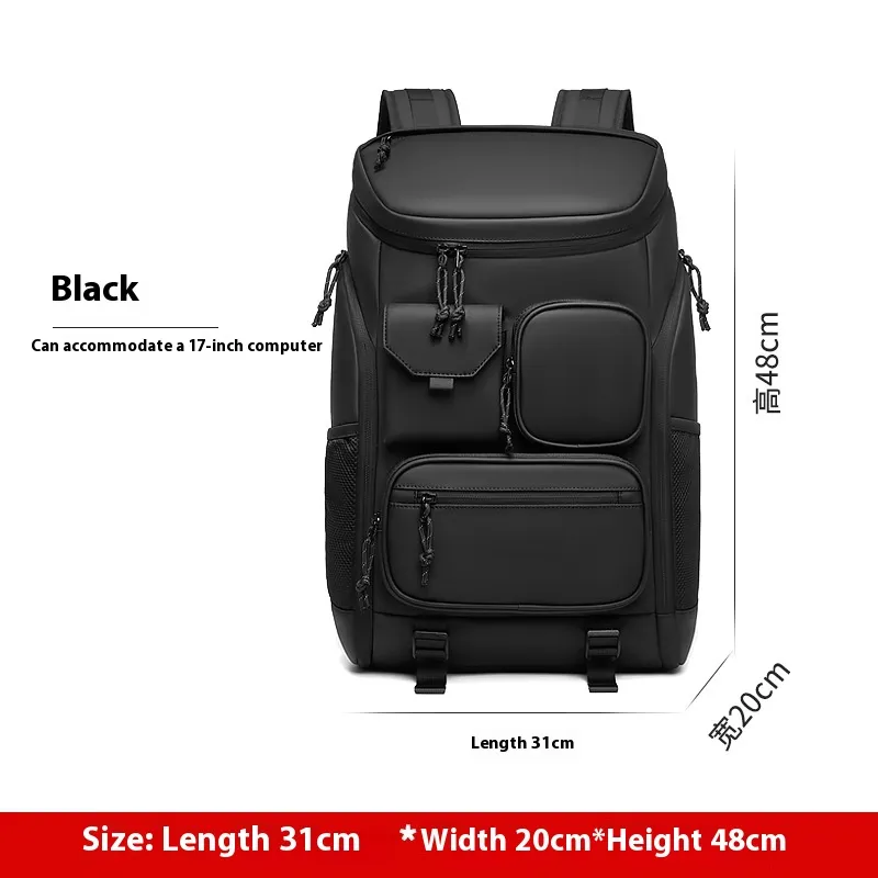 Men's Leisure Travel Large Capacity Backpack - Black