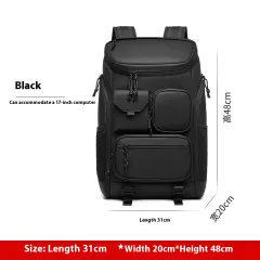Men's Leisure Travel Large Capacity Backpack - Black - View 1
