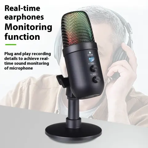 USB Microphone RGB Mobile Phone Computer Live Karaoke E-sports