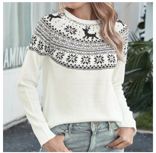 Round neck pullover knitted sweater