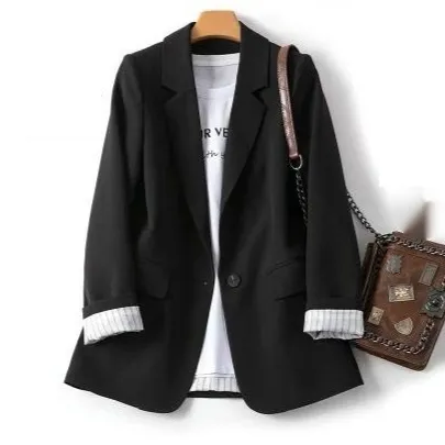 Casual Temperament Wild Commuter Professional Tailored Suit Top Black - Shop at LoveMi