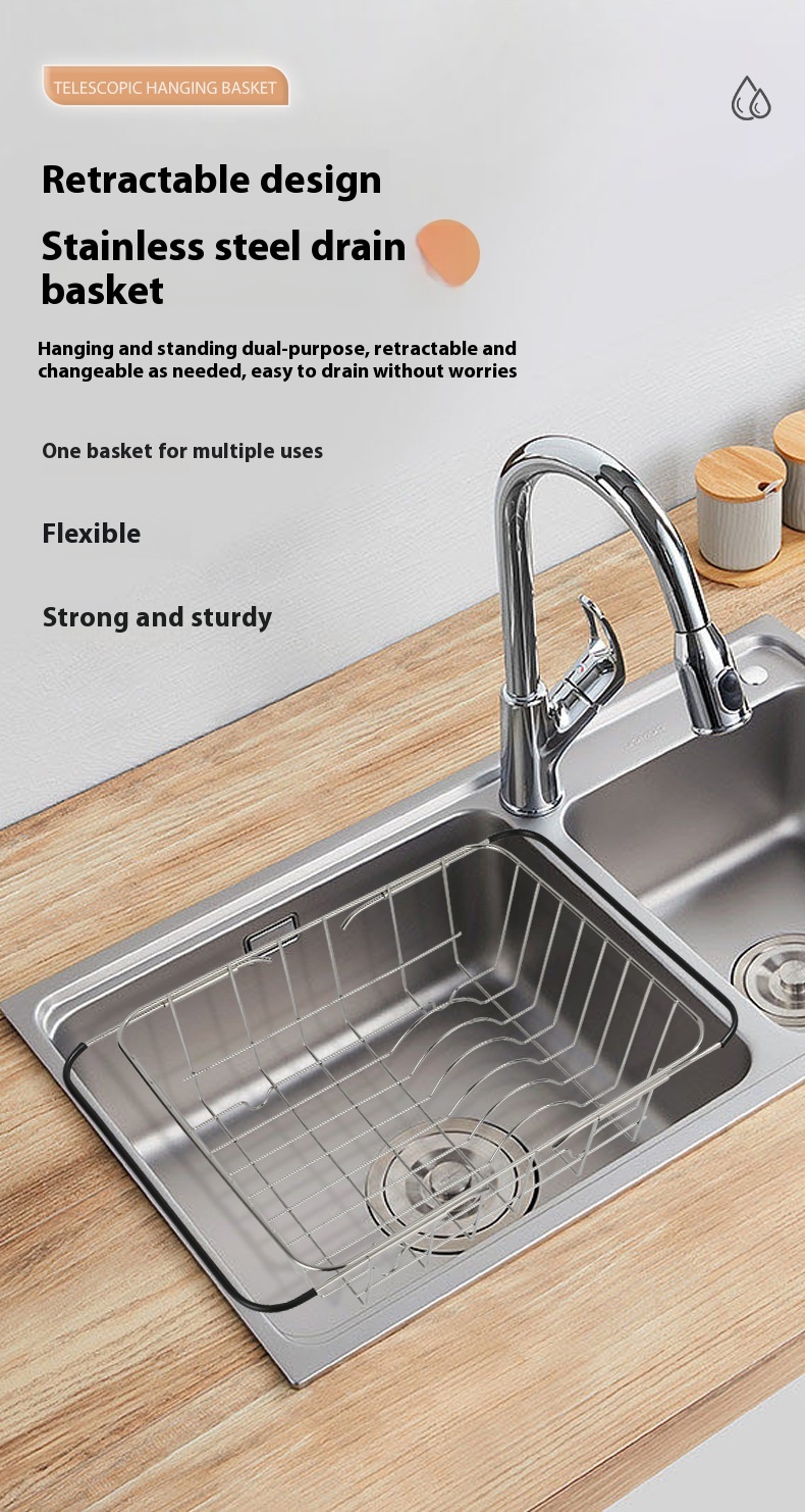 Title 15, Kitchen Sink Telescopic Stainless Steel Basket ...