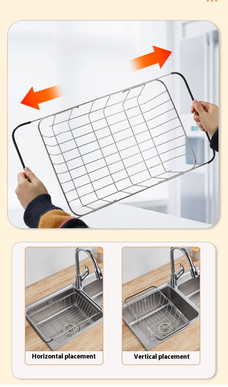 Title 9, Kitchen Sink Telescopic Stainless Steel Basket ...