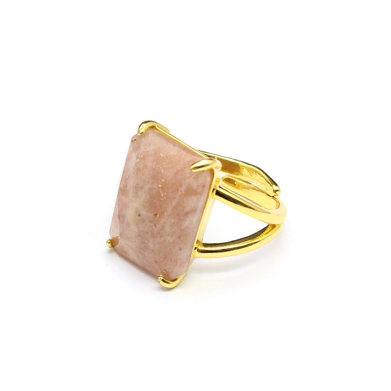 Natural Crystal Rectangular Cut Ring Special-interest Design Simple And Adjustable Ring