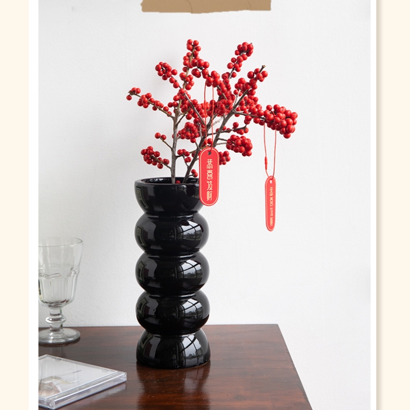 Title 7, Light Luxury Black Ceramic Vase Entrance Decora...