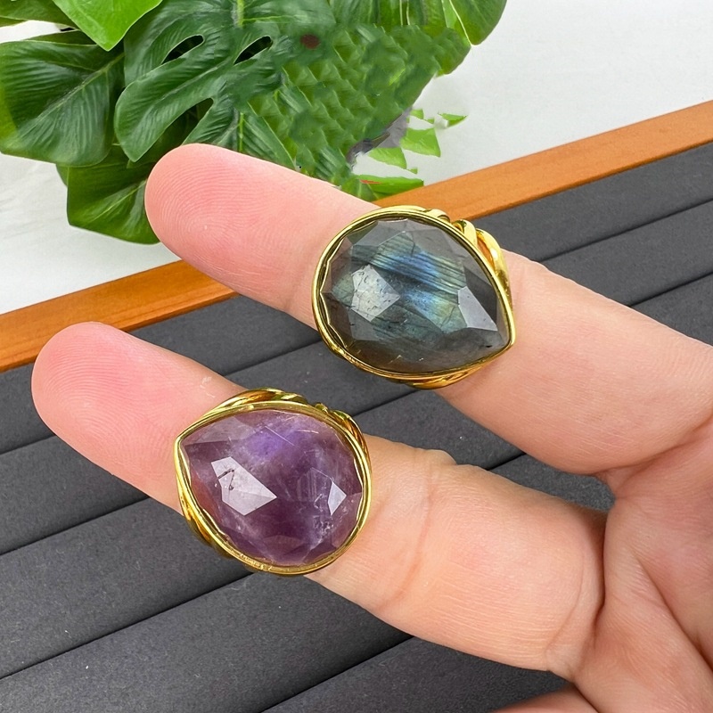 Drop-shaped Sunstone Ring Fashion Commuter All-match