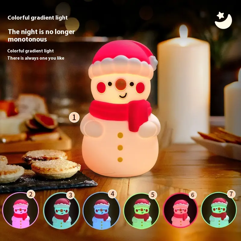 Snowman Night Light Christmas Bedroom Bedside Silicone