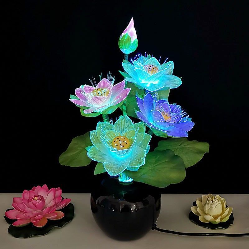 Title 9, Colorful Light Optical Fiber Lotus Lamp