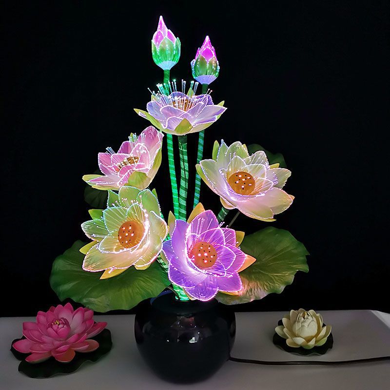 Title 8, Colorful Light Optical Fiber Lotus Lamp