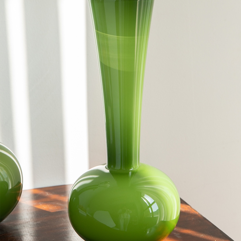 Title 7, Retro Green Long Neck Vase Hallway Glass Furnis...