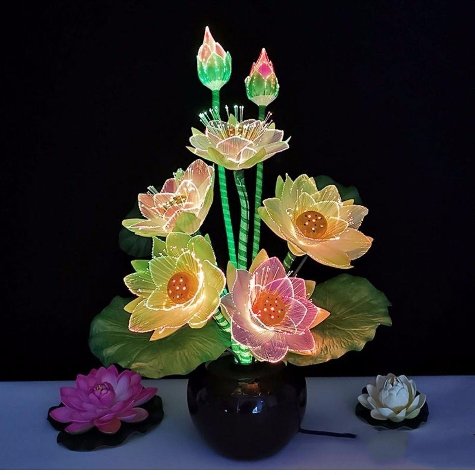 Title 3, Colorful Light Optical Fiber Lotus Lamp