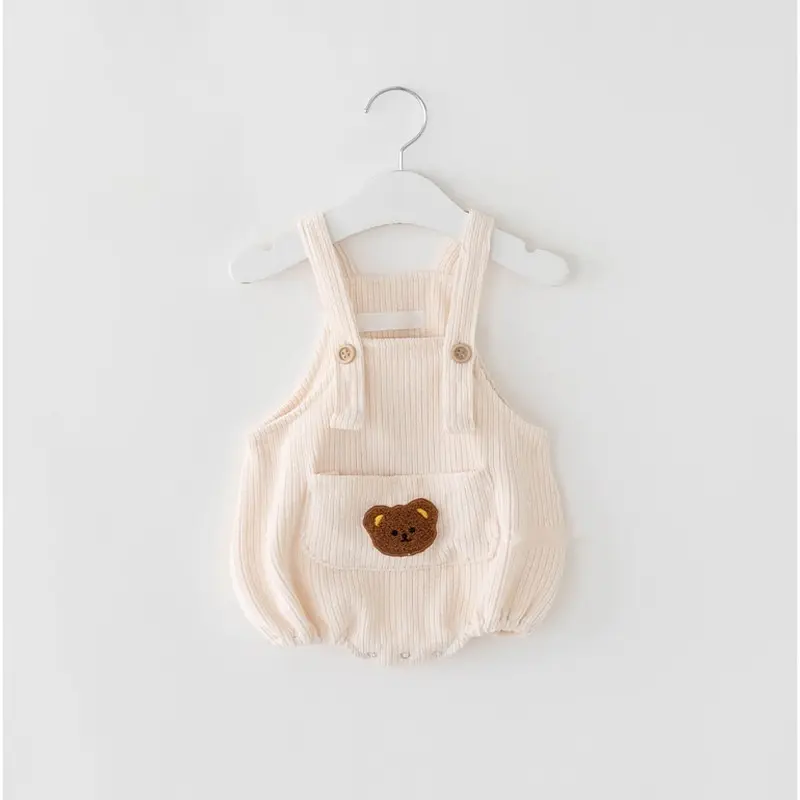 Newborn Carrier Baby Bear Embroidered Corduroy Short Climbing