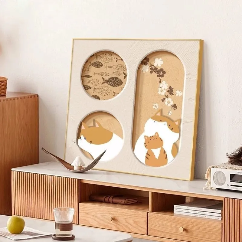 Cute Cat Dining Roomliving Room Cream Style