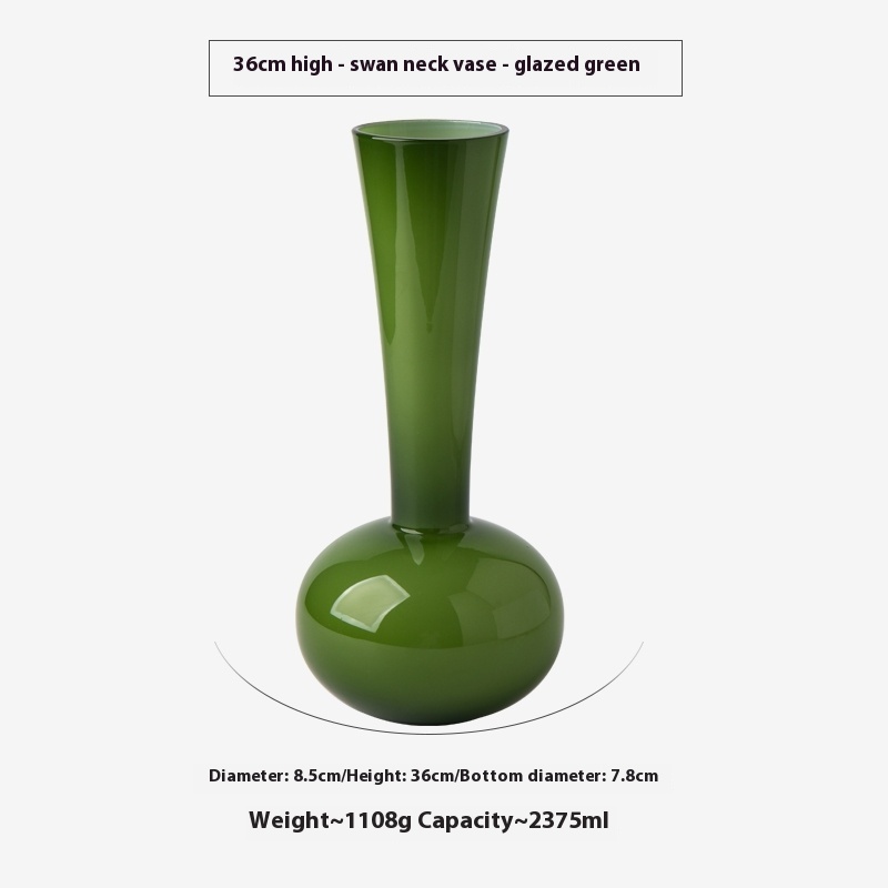 Title 5, Retro Green Long Neck Vase Hallway Glass Furnis...