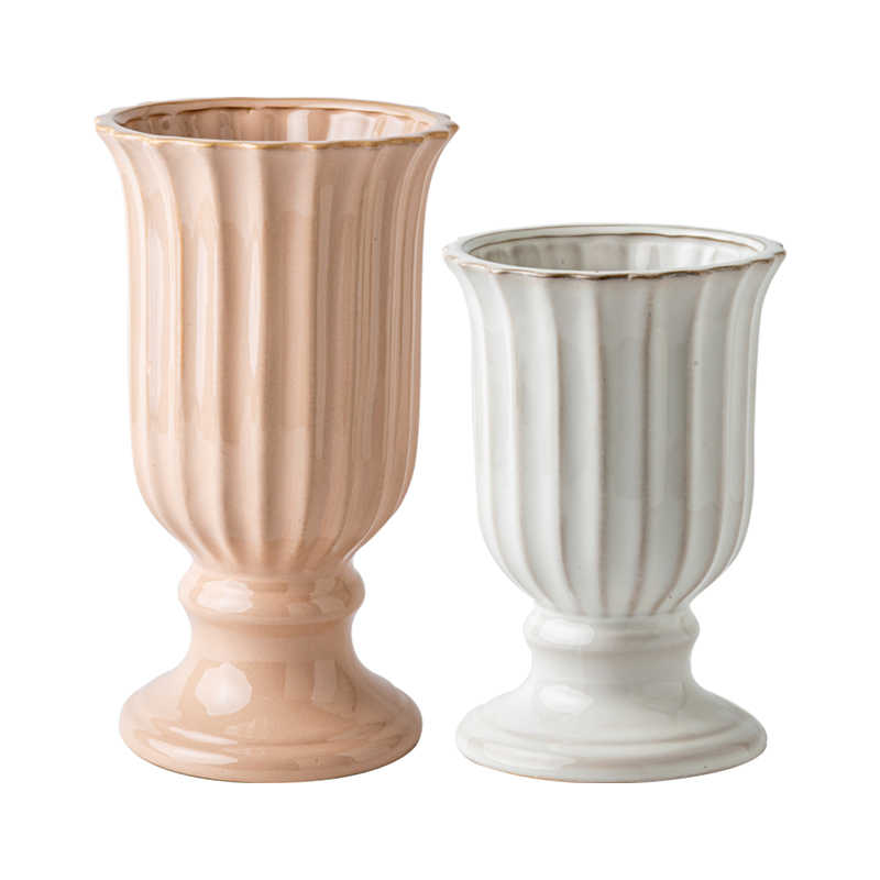 Title 5, Vintage Embossed Ceramic Goblet Vase Home Ornam...