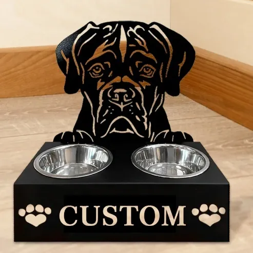 Personalized Dog Food Bowl Rack - Custom Dog Names