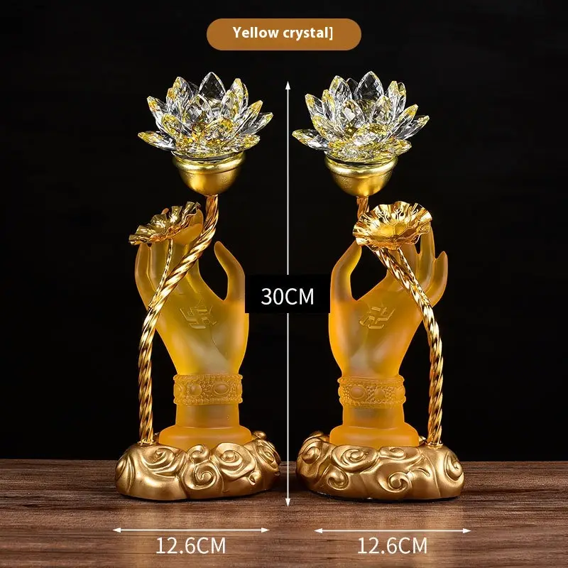 Colorful Crystal Lotus Buddha Hand Plug-in Buddha Worshiping Lamp