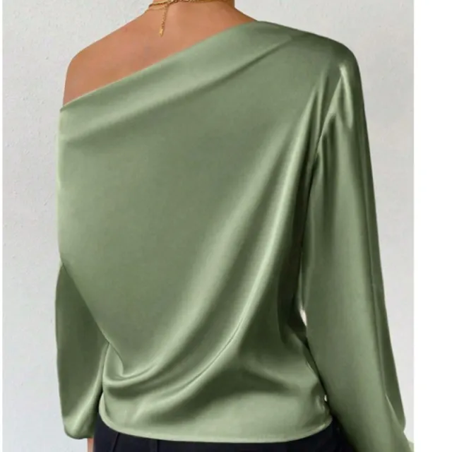 Women's Shoulder Long sleeved T shirt Asymmetric Pullover Top Yellow - Shop at LoveMi
