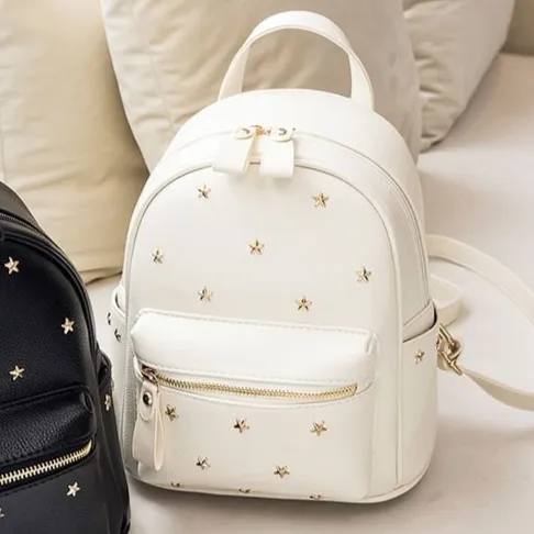 Ladies' PU Leather Fashionable Styling Backpack - White