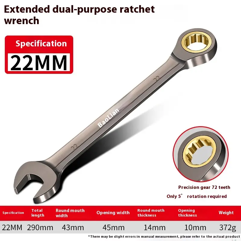 Labor-saving Plum Blossom Dual-purpose Lengthened Open Double-headed Ratchet Wrench