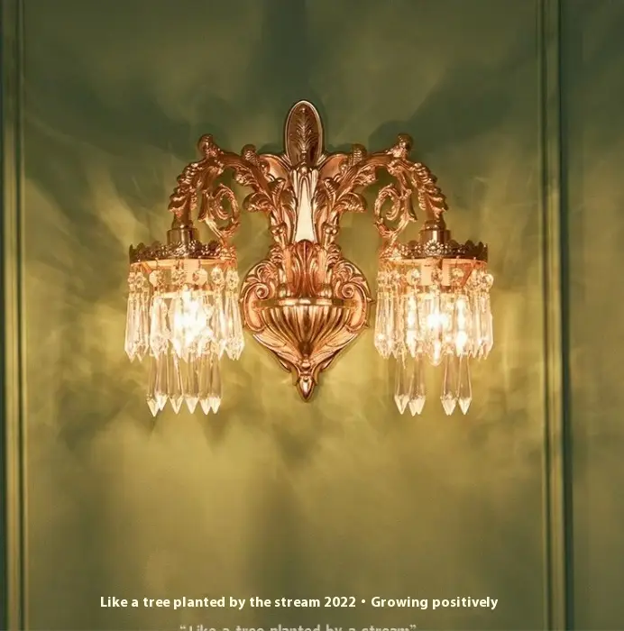 European Style Living Room Double Headed Full Copper Wall Lamp