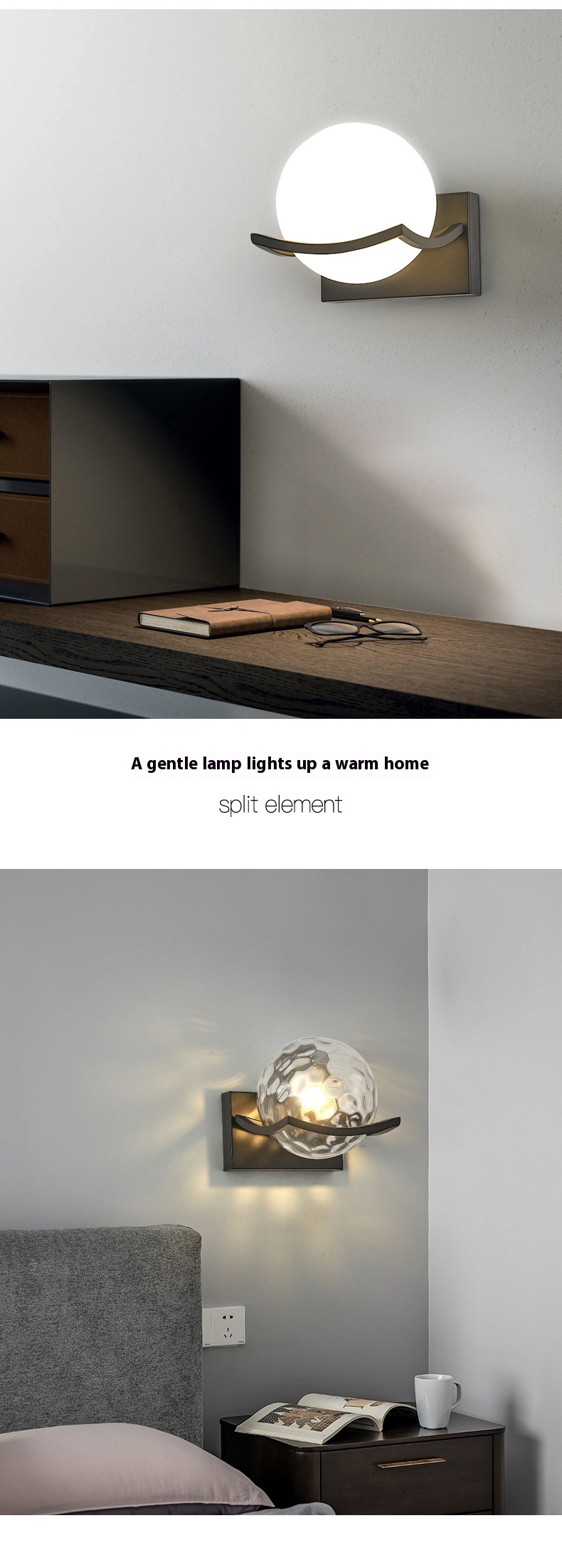 Title 5, Modern Minimalist Bedroom Bedside Wall Lamp for...