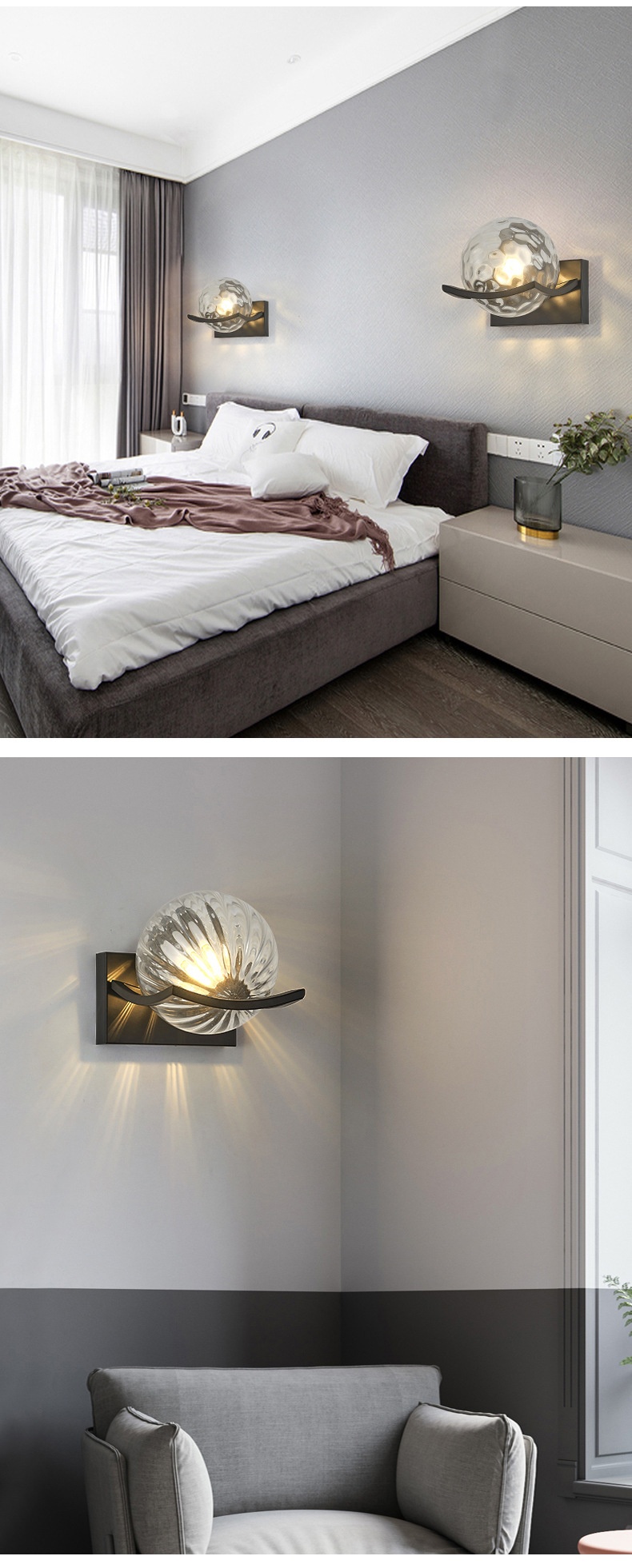 Title 2, Modern Minimalist Bedroom Bedside Wall Lamp for...