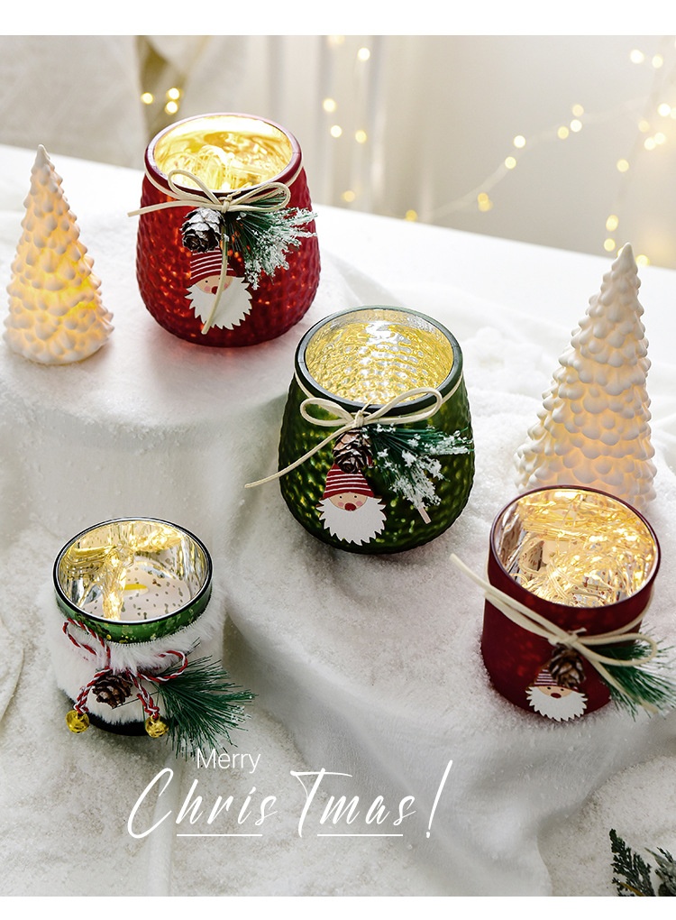 Title 1, Christmas Decoration Glass Candlestick Candle Cup