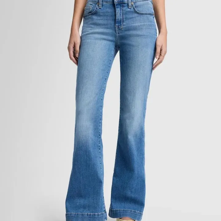 Retro Hip Lifting Stretch Bootcut Pants - Light Blue