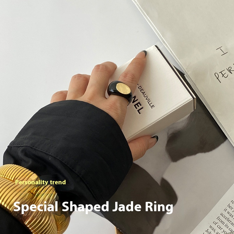European And American Shaped Drip Glazed Ring 18K Gold Plating Minority All-match