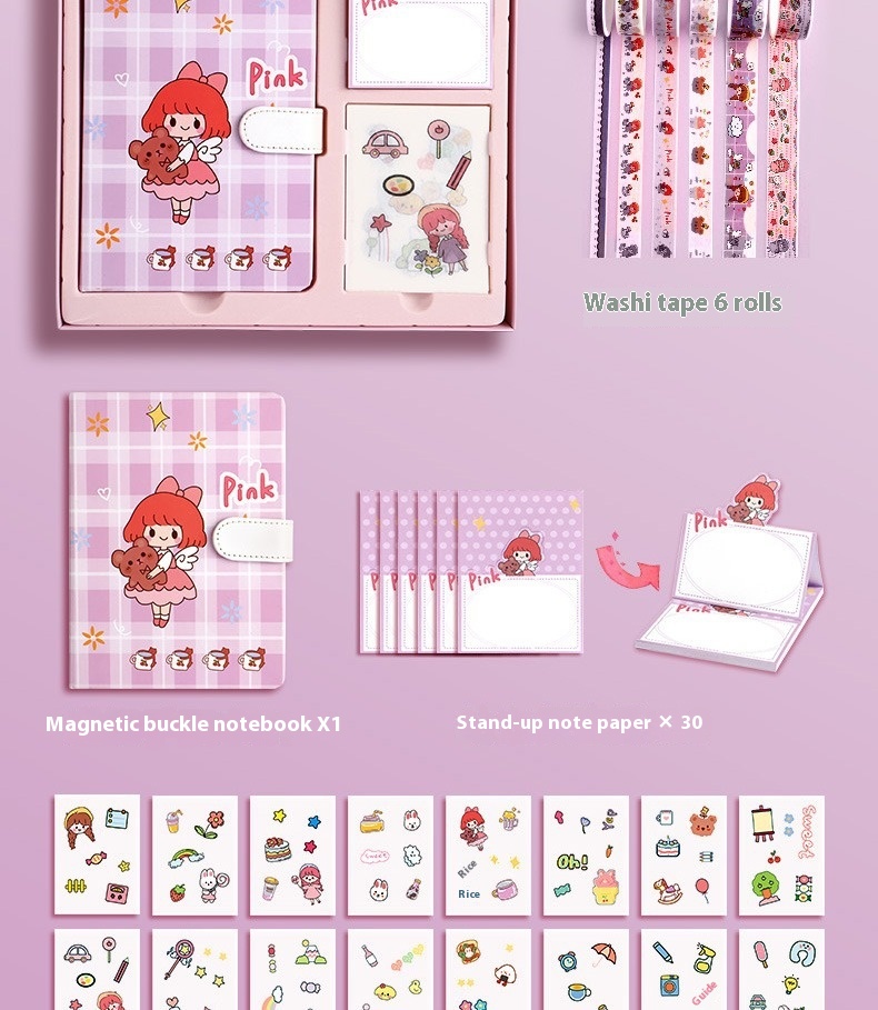 Title 6, Journal Book Set Gift Box Girl Heart Cute Gift Bag